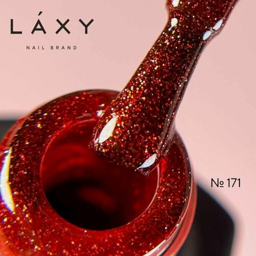 Изображение товара LAXY Гель-лак с глиттером красный цветной для маникюра для ногтей, Laxy 171
