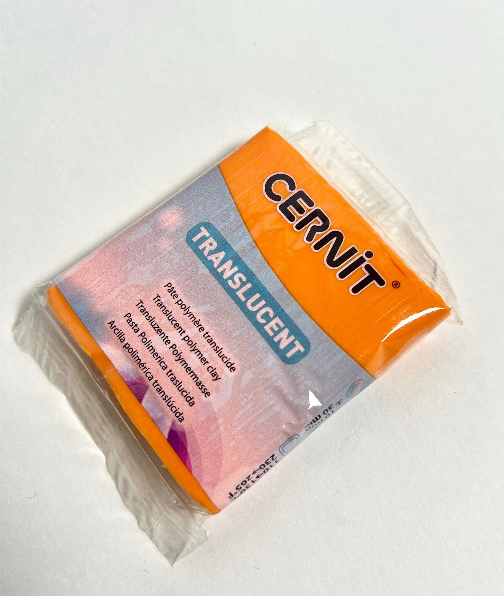 Полимерная глина Cernit "Translucent orange", цвет оранжевый, 56 грамм для лепки из полмерной глины — фото 1