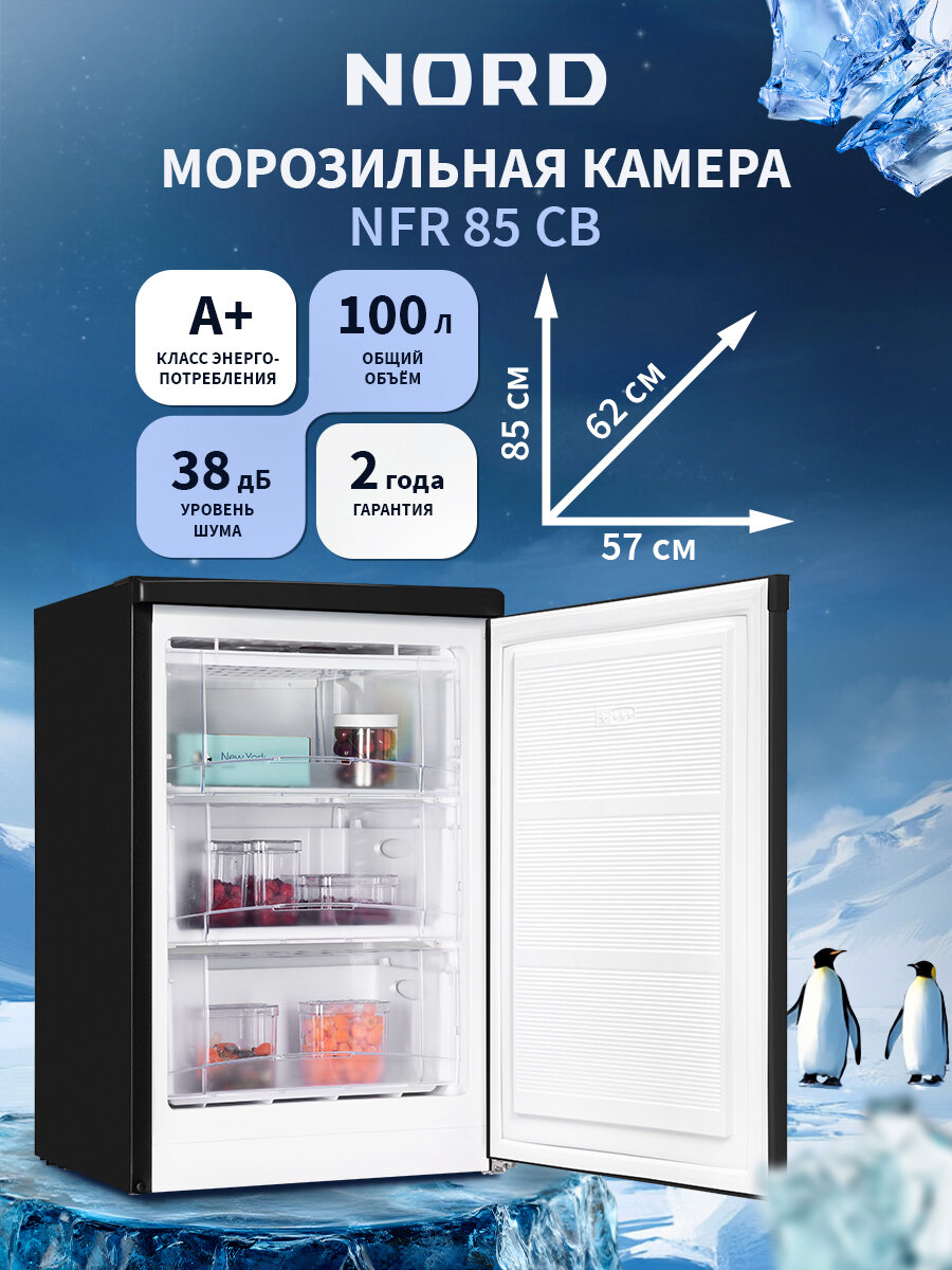 Морозильная камера NORD NFR 85 CB, однокамерная, объемом 100 л, черный