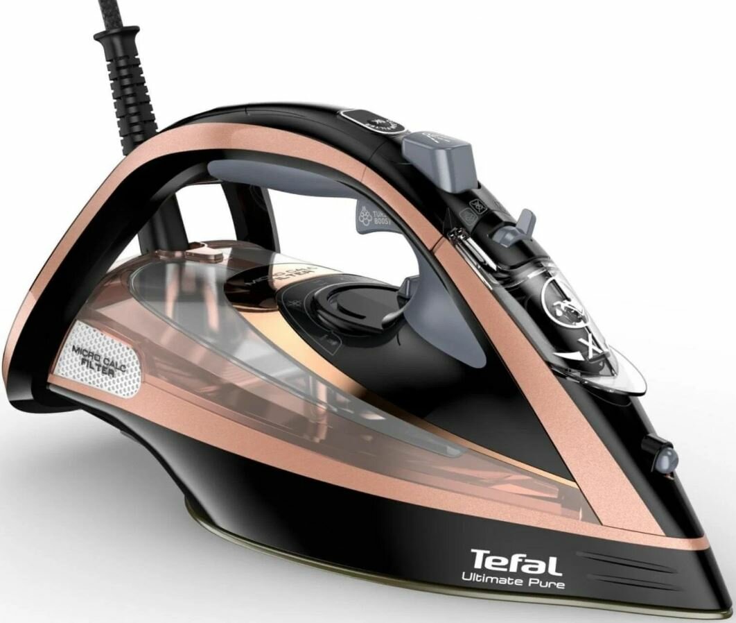 Утюг Tefal Ultimate Pure FV9845, мощность 3200Вт, с противокапельной системой, персиковый