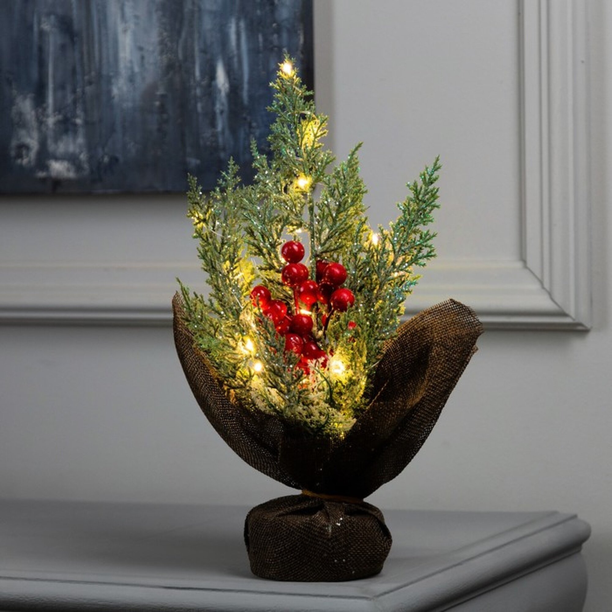 Фигура светодиодная «Рябина под снегом» 32 x 23 x 20 см 20 LED батарейки AG13x3 (в комплекте) свечение тёплое белое