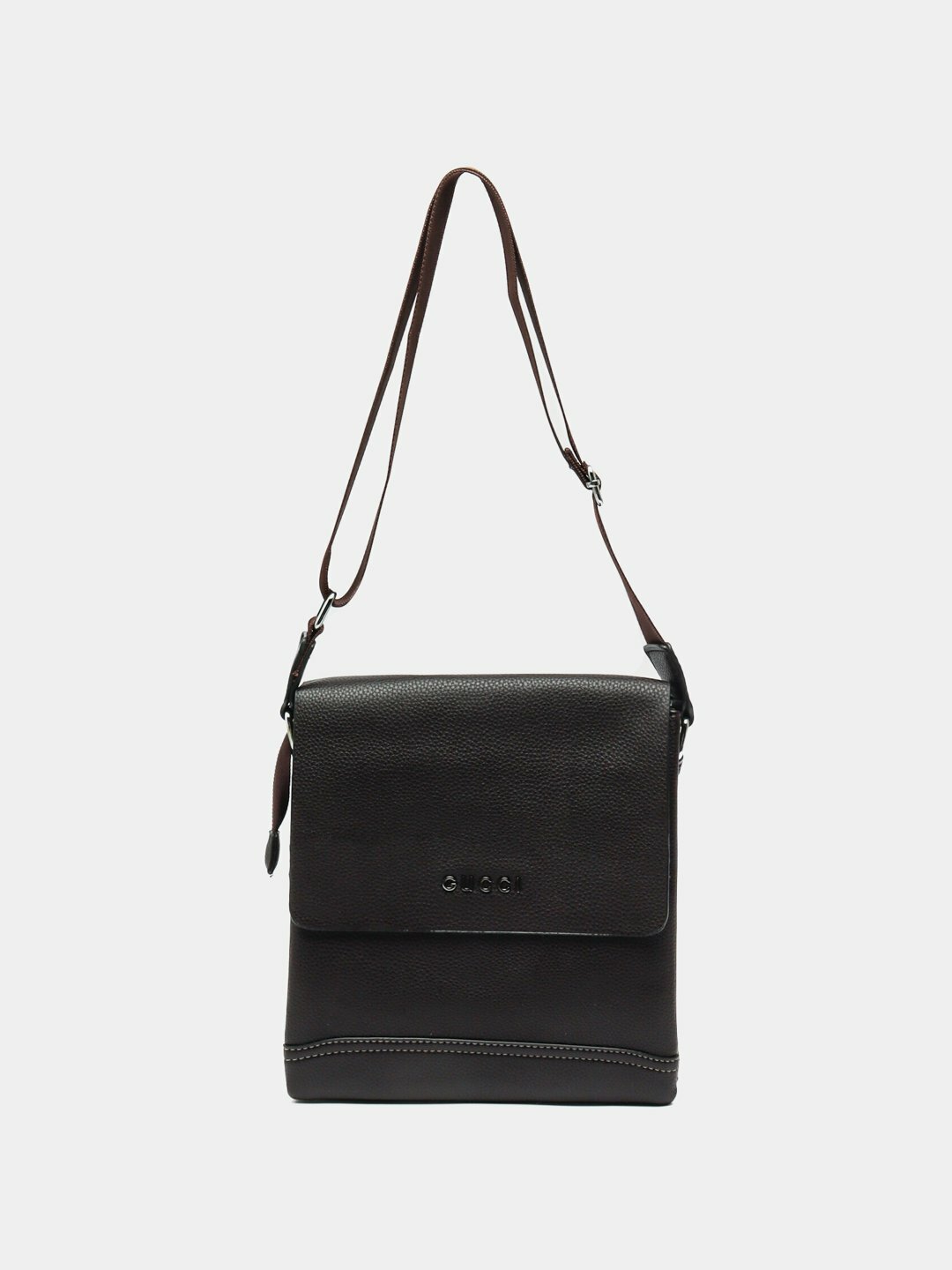 Сумка  GUCCI Style Crossbody Bag, фактура тиснение, темно-коричневый