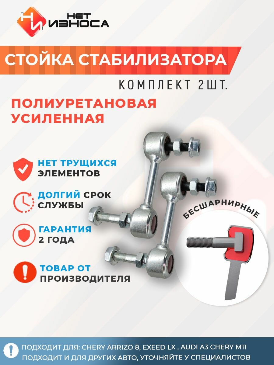Стойки стабилизатора усиленные полиуретановые NL228-2 Chery Arrizo 8, EXEED LX , Audi A3 CHERY M11, Tiggo-4, Tiggo-7, Tiggo-8, Exceed RX зад