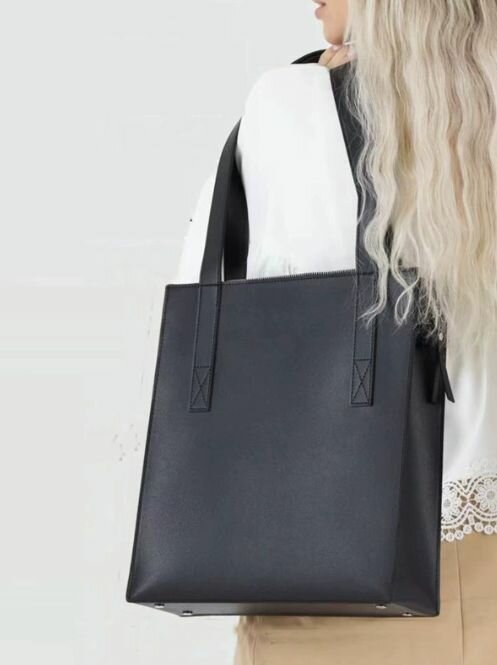 Сумка шоппер КожаноFF, фактура гладкая, черный — фото 1