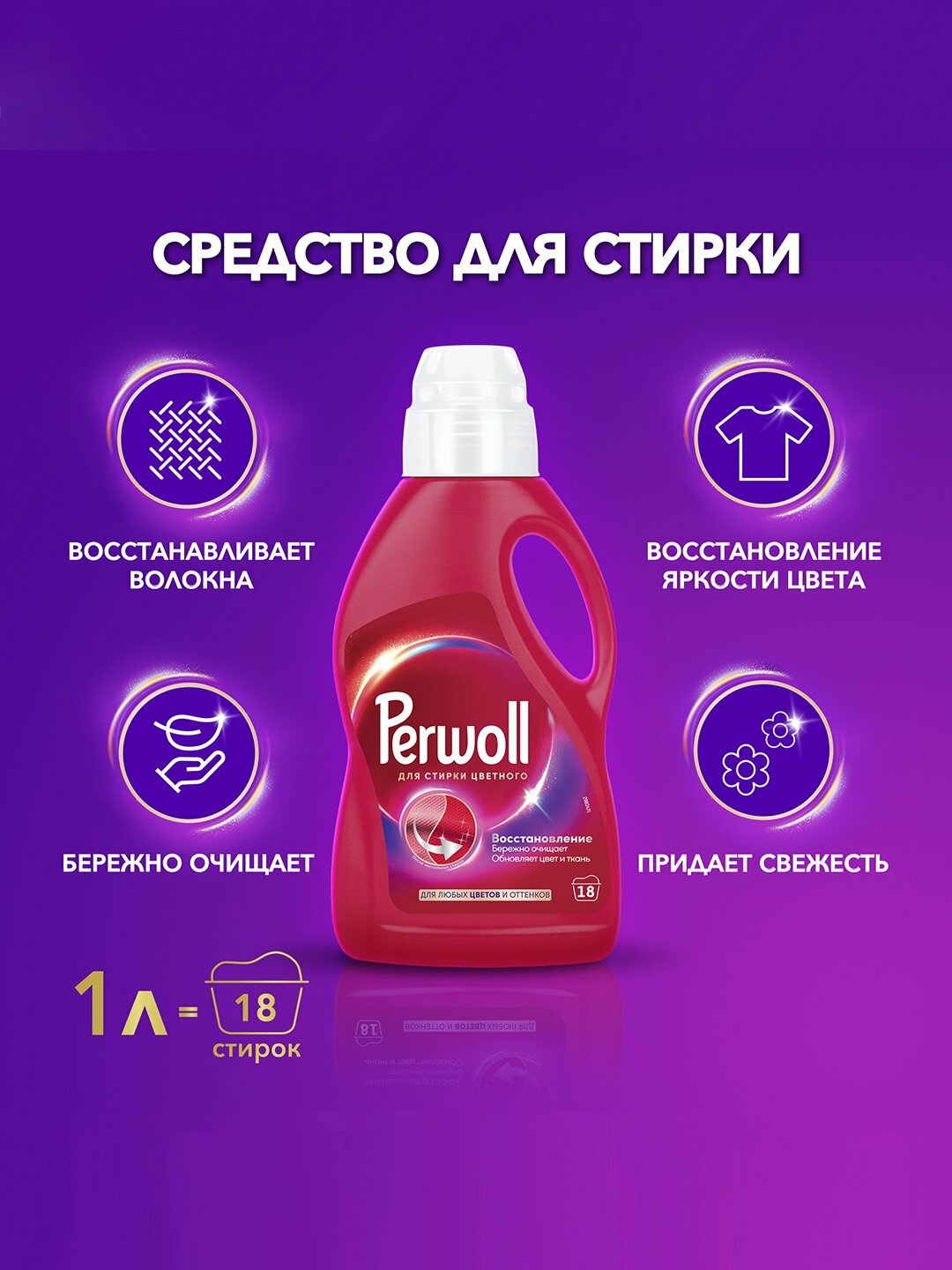 Гель для стирки Perwoll эффект восстановления для цветного 1.1Л