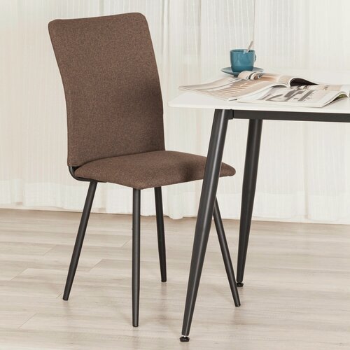 Изображение товара Стул обеденный для кухни с мягким сиденьем TetChair, 1 шт, ткань рогожка, коричневый/чёрный