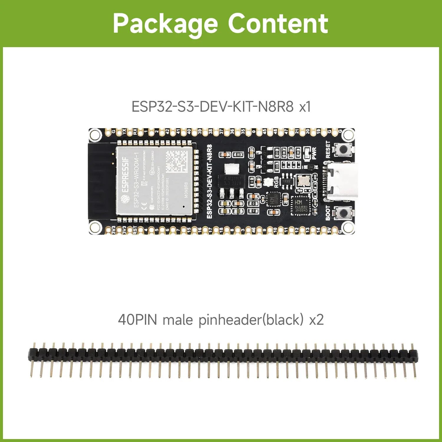 Waveshare ESP32-S3-N8R8 Dev Board | 240 МГц двухъядерный, 8 МБ флэш-памяти/PSRAM и WiFi 6/BT5 для промышленного IoT/умного дома, 8MB-Not Soldered