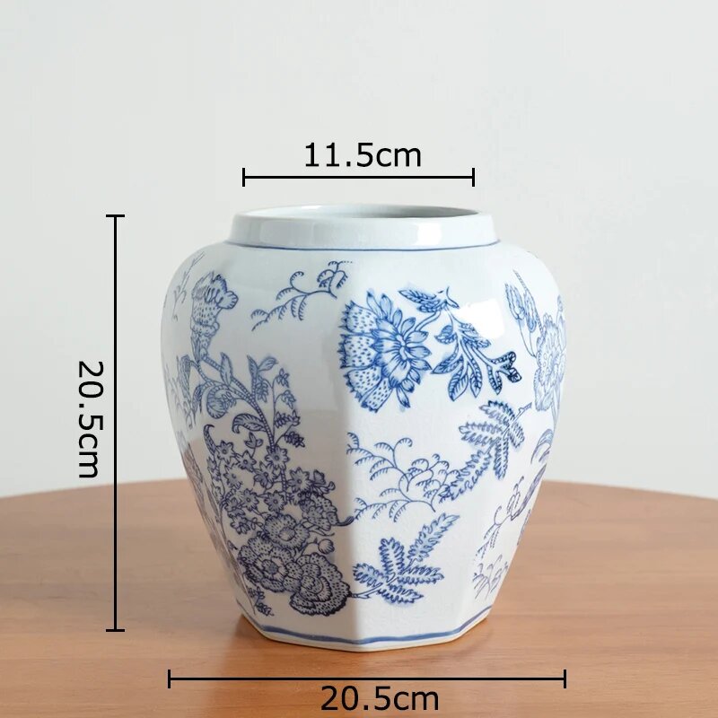 Blue and White Porcelain Vase Plant Pot Table Decoration Flowers Arrangement Multiple Styles Flower Vases Room Aesthetic Decor V