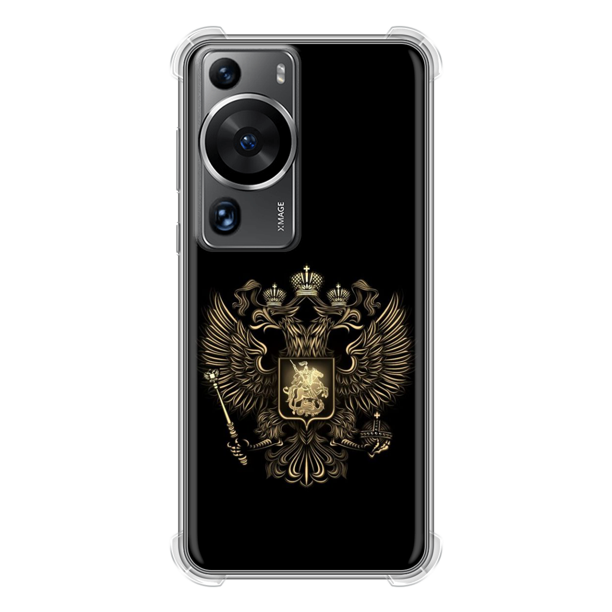 Чехол для Huawei P60, Huawei P60 Pro с принтом для мужчин с золотым гербом России (Хуавей П60, Хуавей П60 Про)