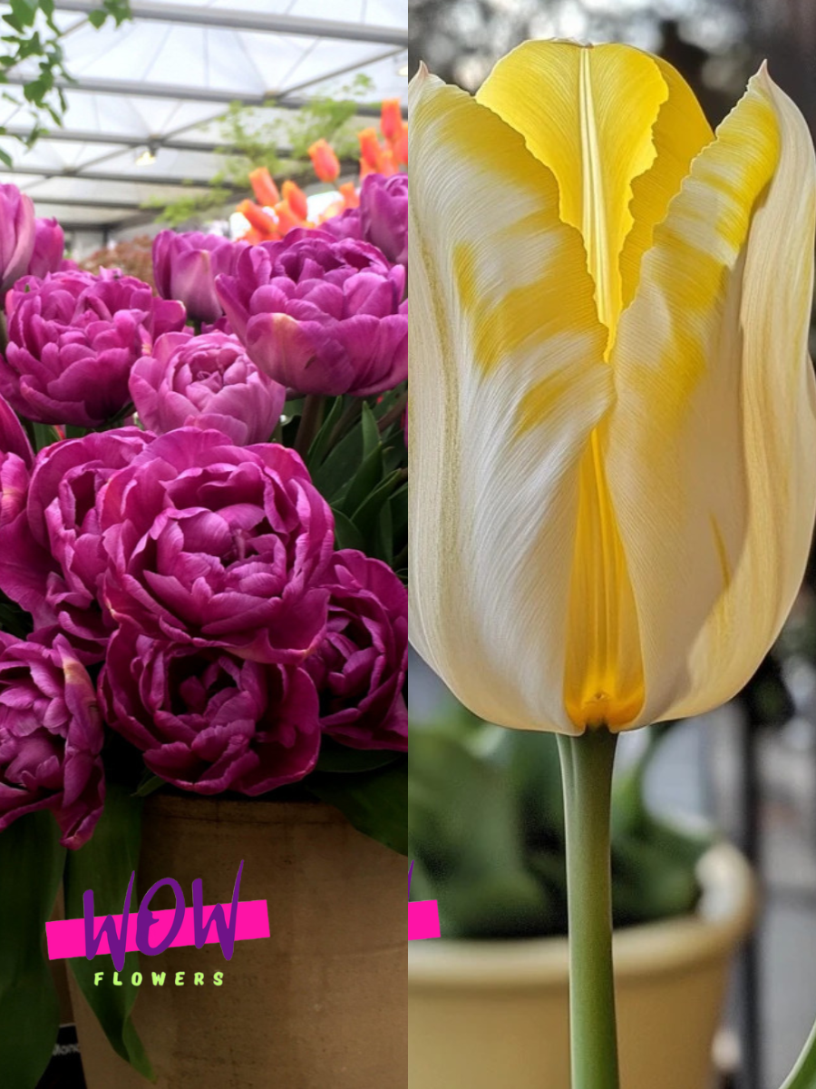 Луковицы цветов WOW FLOWERS TWIN Тюльпан Блю Даймонд 5 шт \ Тюльпан Санни Принц 5 шт ( 10 шт )