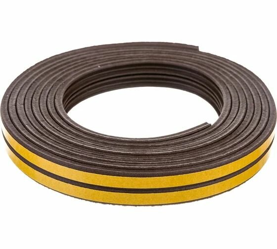 Самоклеящийся резиновый уплотнитель SDM тип E 9 мм х 4 мм коричневый 6 м