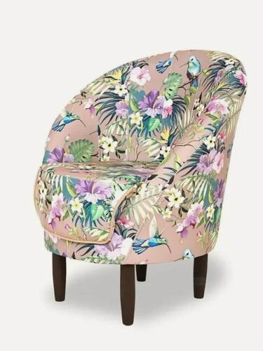 Изображение товара Кресло алекс 68х72х85 см, нераскладное, на ножках, птицы бежевые велюр