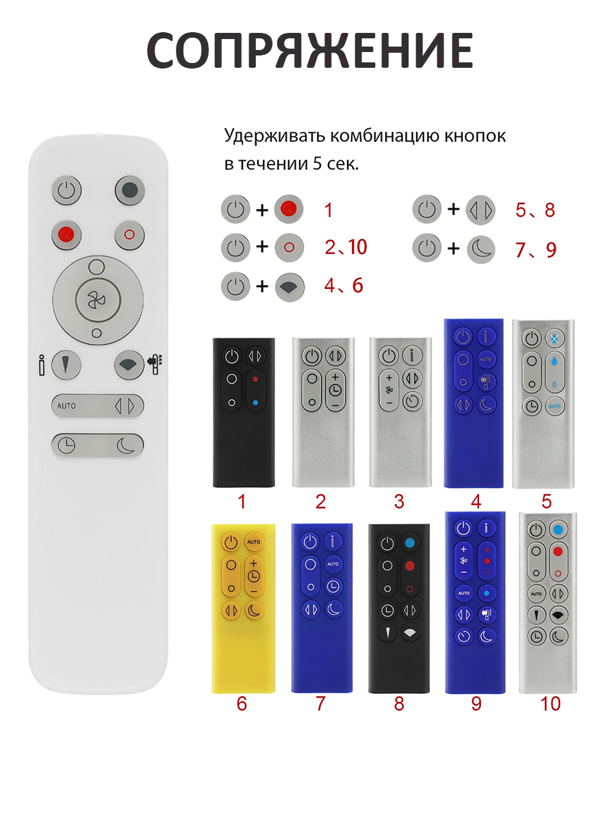 Универсальный пульт DP01 для вентиляторов Dyson 10 в 1 — фото 1