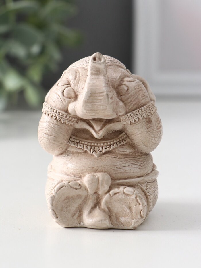 Фигурка гипс «Слон ничего не вижу», 7×5.5×6 см, слоновая кость