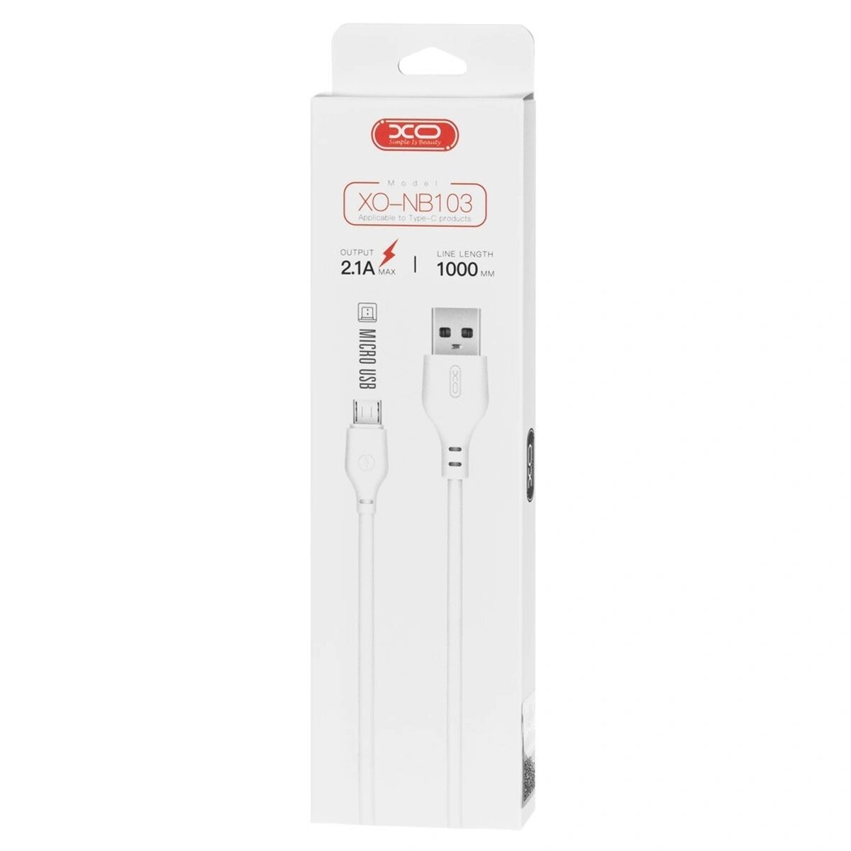 Кабель USB XO NB103 Micro USB для быстрой зарядки, синхронизации данных, белый