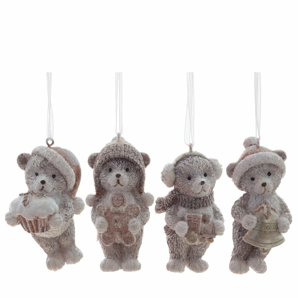 Фигурка декоративная медвежонок 4х35х7см белый подвеска полимер