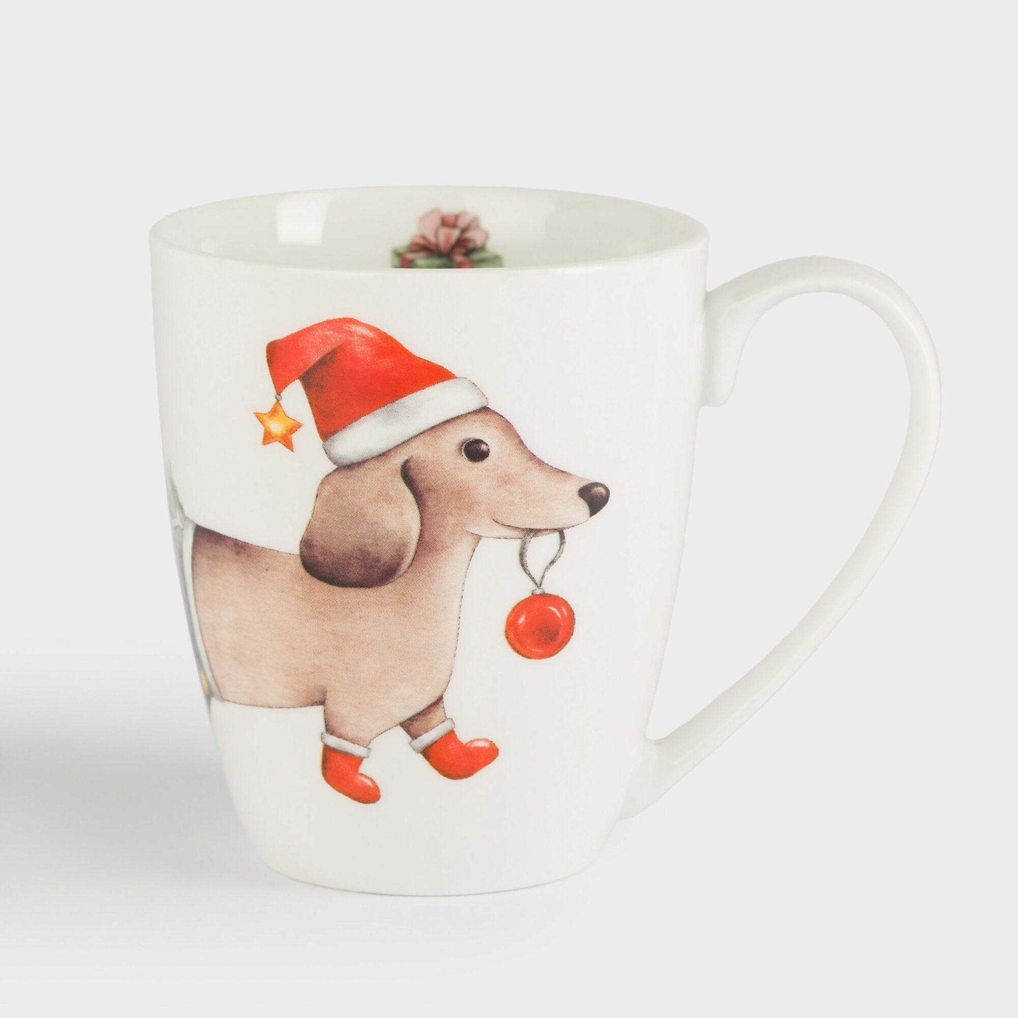 Кружка 320 мл фарфор N белая Такса с елкой Christmas dog