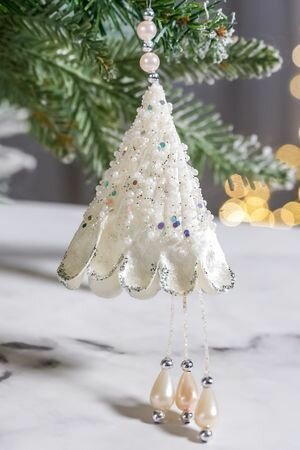 Ёлочная игрушка белый цикламен текстиль 18 см Winter Deco 2007773
