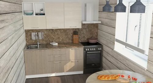 Изображение товара Кухонный гарнитур Герда Ольга стандарт 4 1600 мм, каркас ЛДСП, фасад ЛДСП, Белый/Латте/Карамель