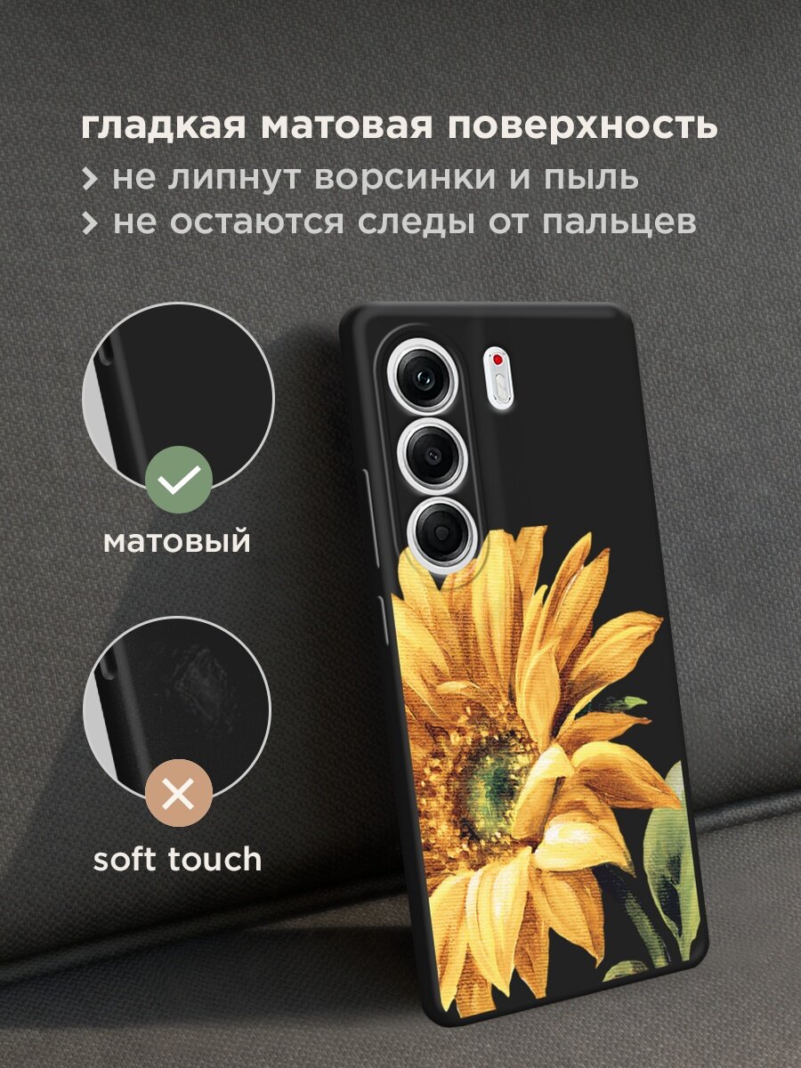 Черный матовый чехол на Tecno Camon 40 Pro 5G / Текно Камон 40 Про 5G с принтом "Желтая хризантема" — фото 1