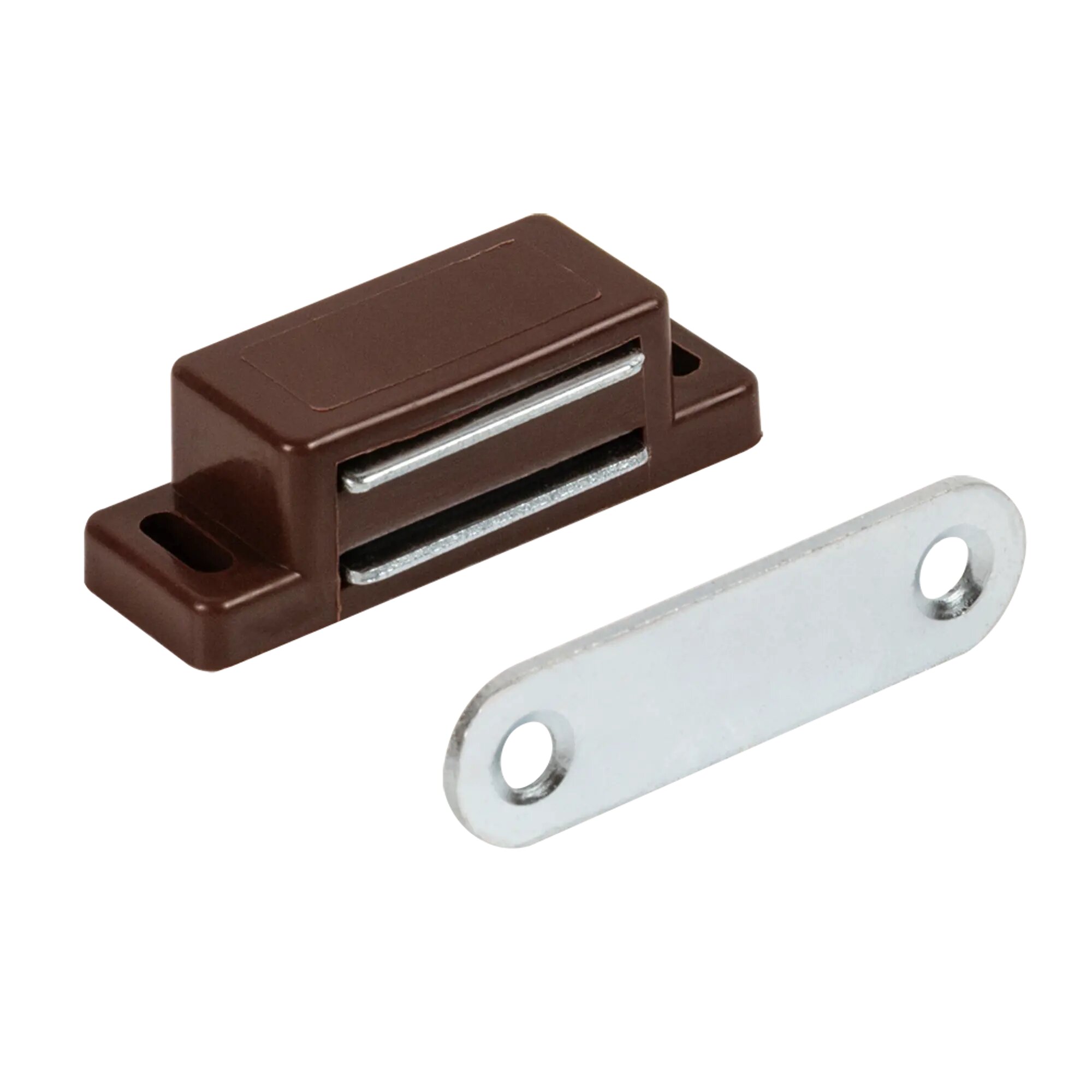 Защелка магнитная 15x45 мм пластик цвет коричневый