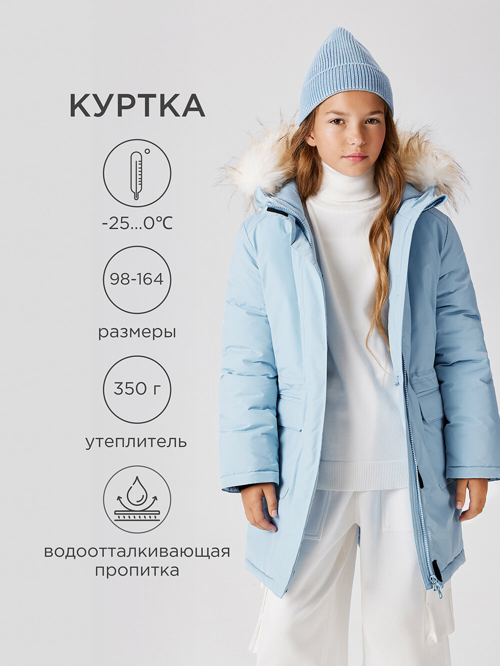 Парка Acoola  размер 146  голубой