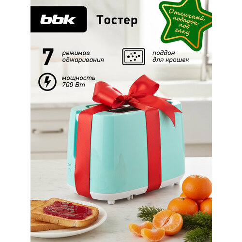 Тостер BBK TR82 снежная мята, 700 Вт, 2 отделения, 7 режимов поджаривания — купить, цена, характеристики