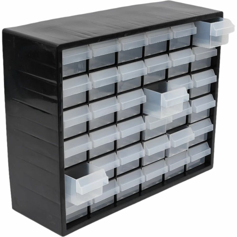 Органайзер пластиковый с выдвижными ячейками 36 шт. Gamma ОМ-036 39.5x13.5x32 см черный 511907