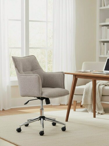 Изображение товара Кресло компьютерное офисное TetChair, хром, велюр/букле, светло‑серый