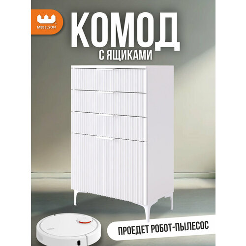 фото Комод с ящиками "зефир", 60*35*96 см, цвет белое дерево/белый (эмаль), mebelson
