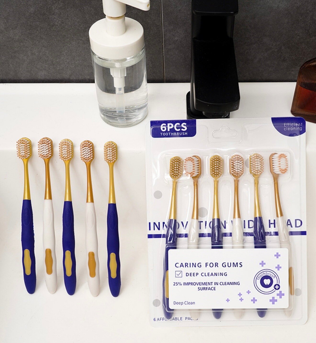 Набор зубных щеток "B&W", мягкий ворс, для всей семьи, 6 шт