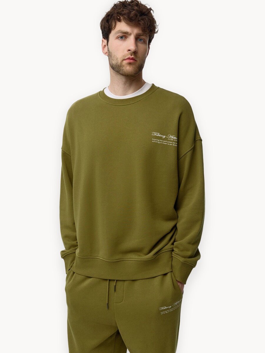 Свитшот Sela, размер M INT, , темный хаки