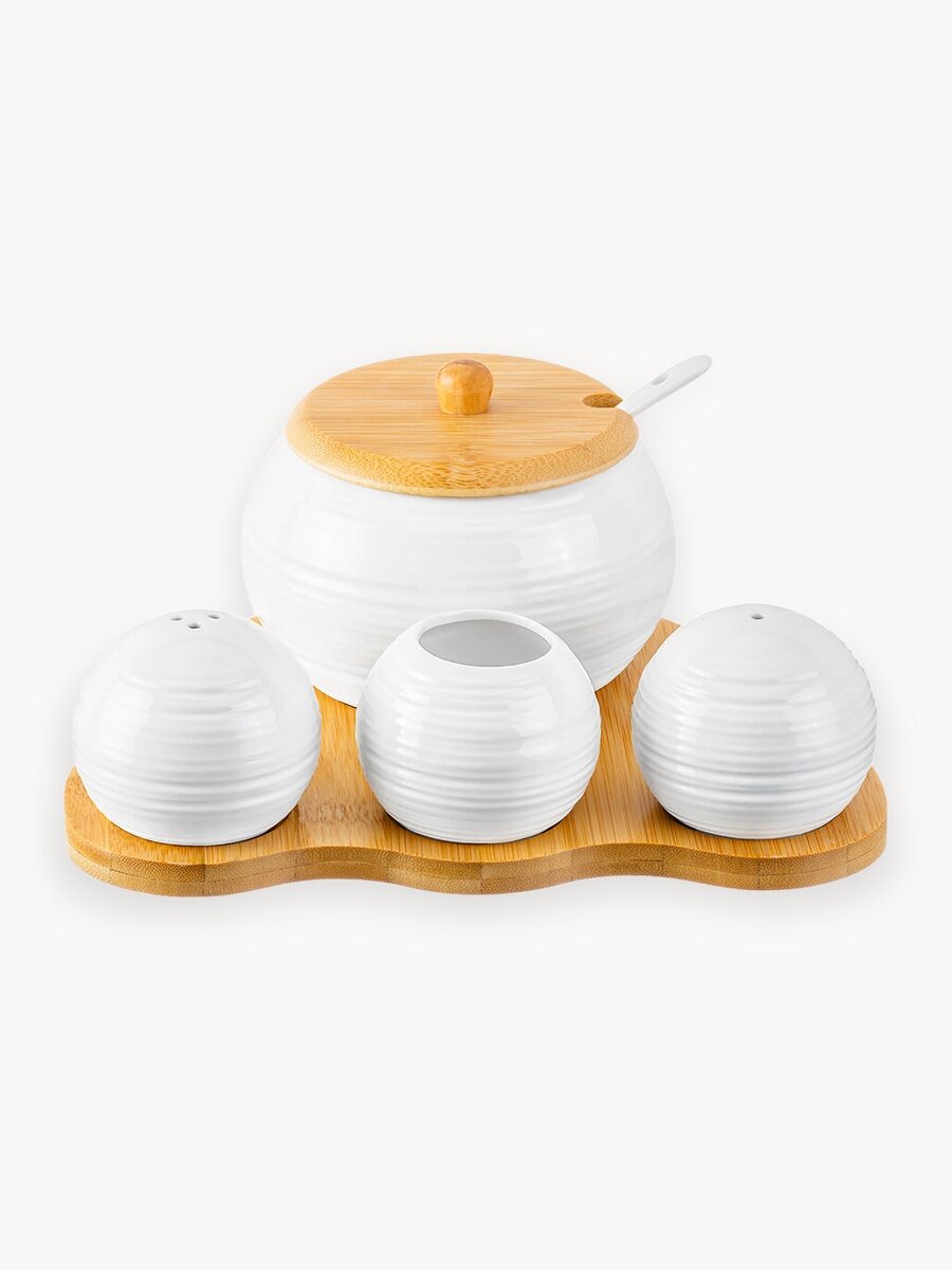 Набор сахарница 350 мл Elan Gallery Шелк, вазочка под зубочистки, солонка, перечница