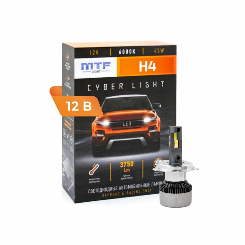 Лампа светодиодная H4/H19 6000K MTF CYBER LIGHT (2шт) - Артикул DP04K6