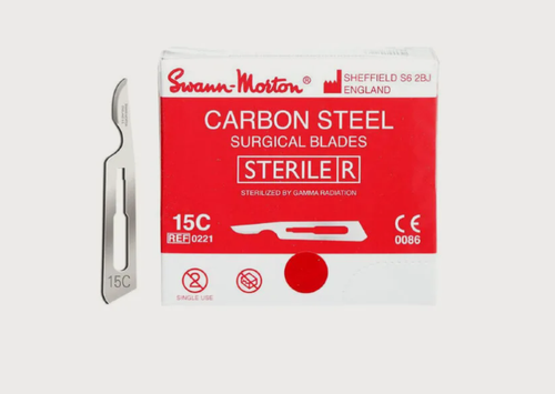Изображение товара Лезвия Swann Morton (Сванн-Мортон) 15C из углеродистой стали, 100 шт, 0221
