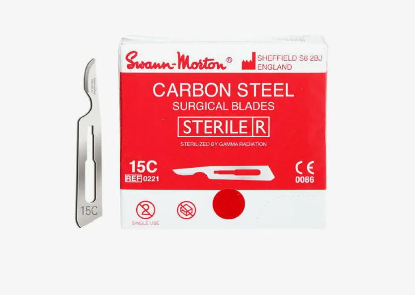 Лезвия Swann Morton (Сванн-Мортон) 15C из углеродистой стали, 100 шт, 0221