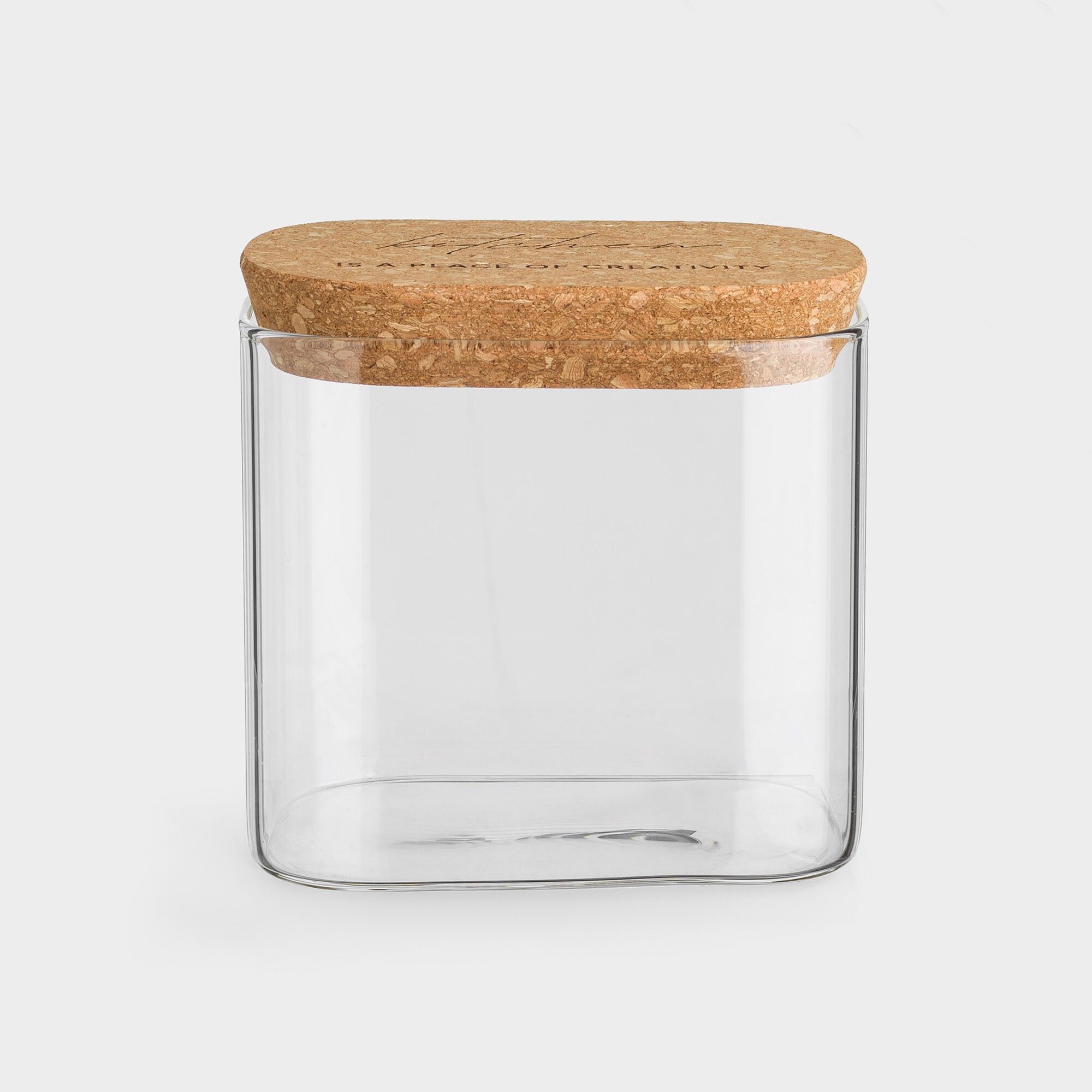 Банка для сыпучих продуктов, 600 мл, стекло/пробка, прямоугольная, Clear cork