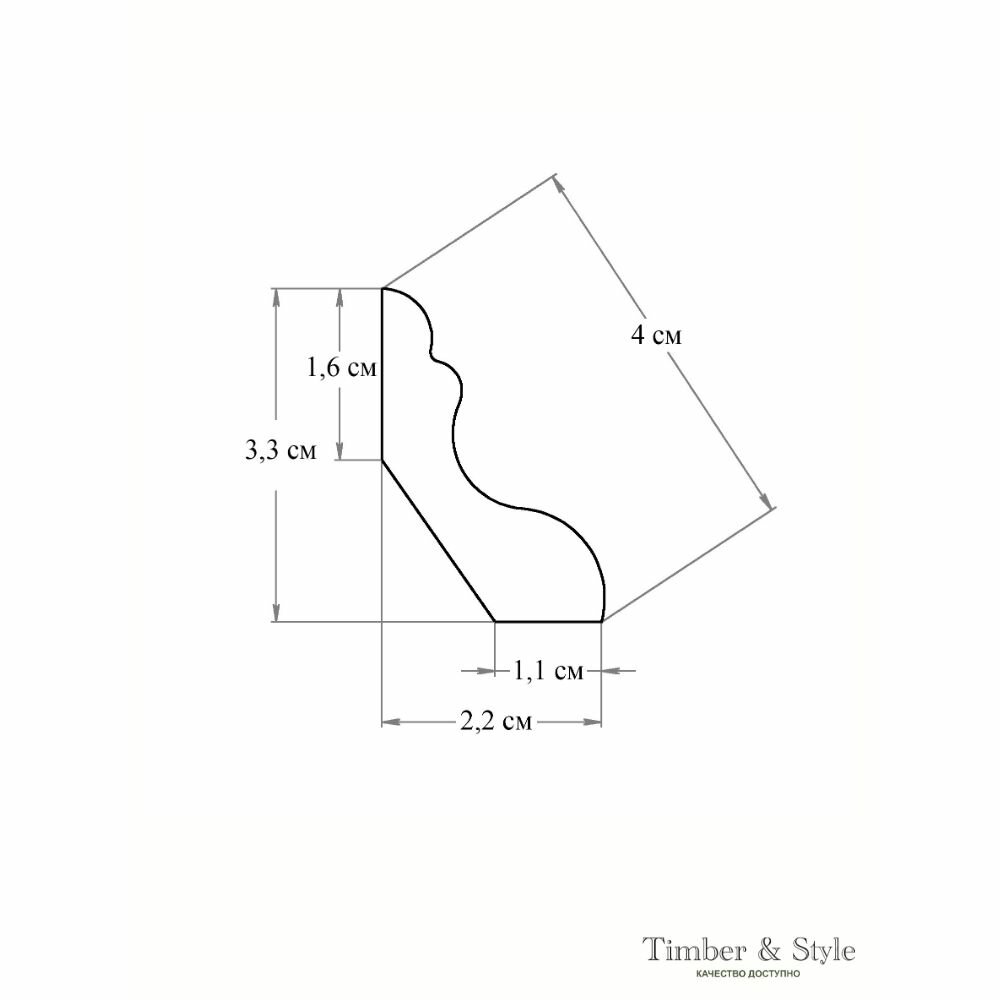 Плинтус напольный деревянный разносторонний с заболонной окраской Timber&Style 12х40х1000 мм, комплект 4 шт — фото 1