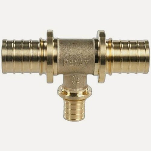 Изображение товара Тройник Rehau RAUTITAN 25, 20, 25, с уменьшенным боковым проходом, DZR латунь (MX)