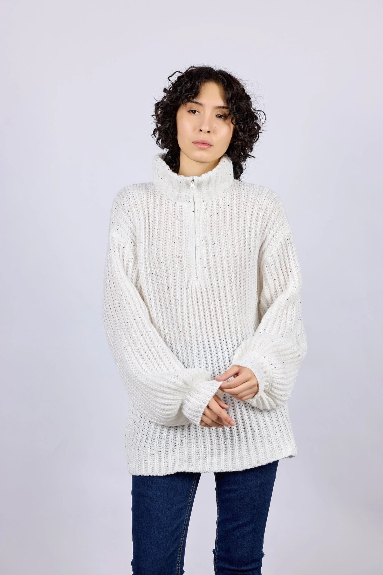 Свитер Selfie, размер S, , белый — фото 1