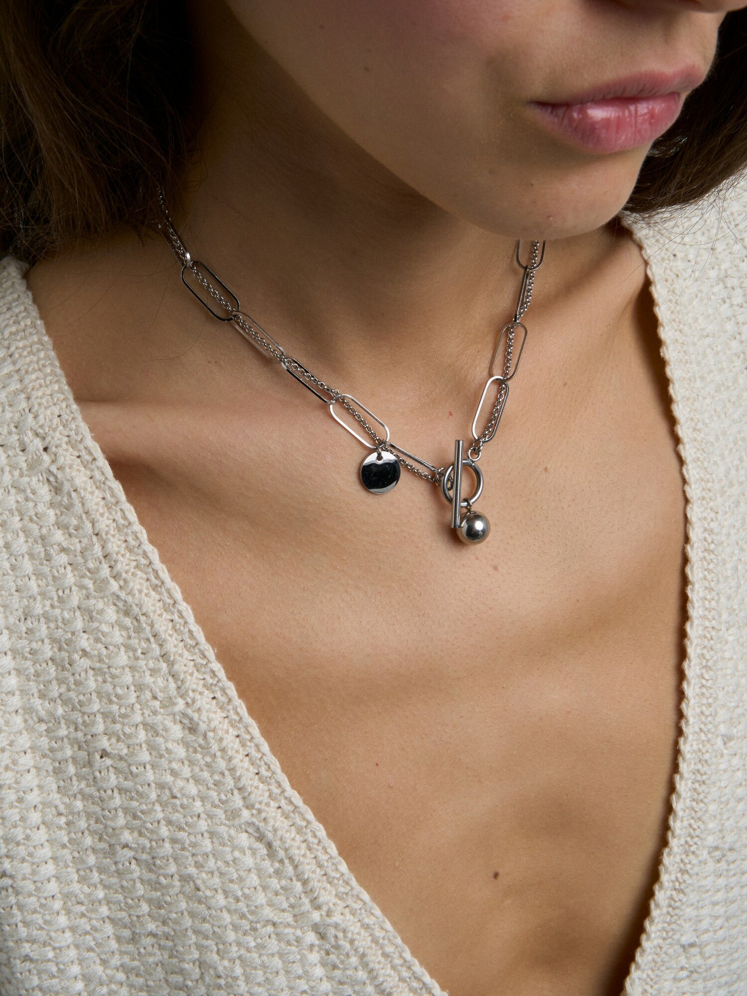 Чокер RESURS, длина 40 см, белый/серый — фото 1