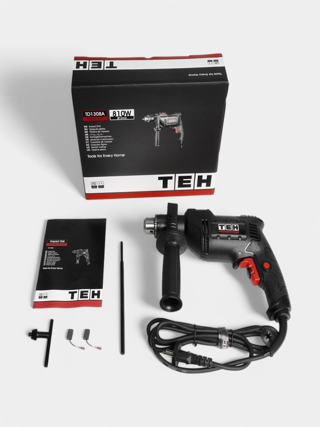 Ударная дрель TEH TD1308A, 810 Вт, 2800 об/мин, 41600 уд/мин — фото 1