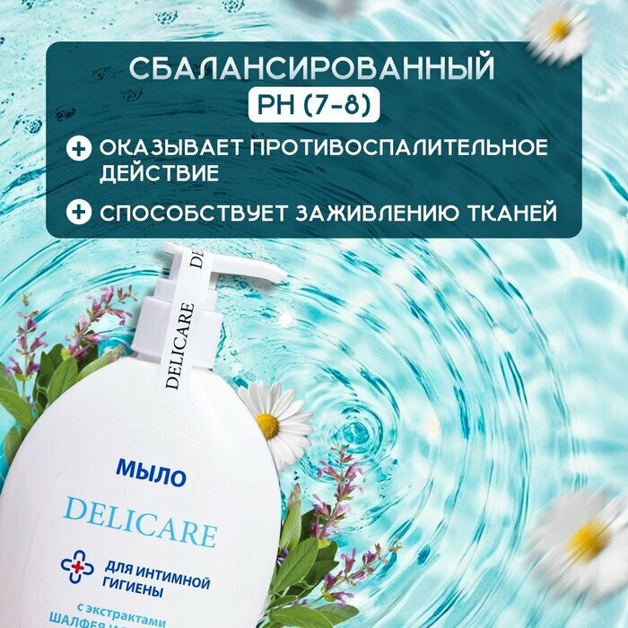 Изображение Мыло для интимной гигиены Delicare Ромашка и шалфей, 270 мл