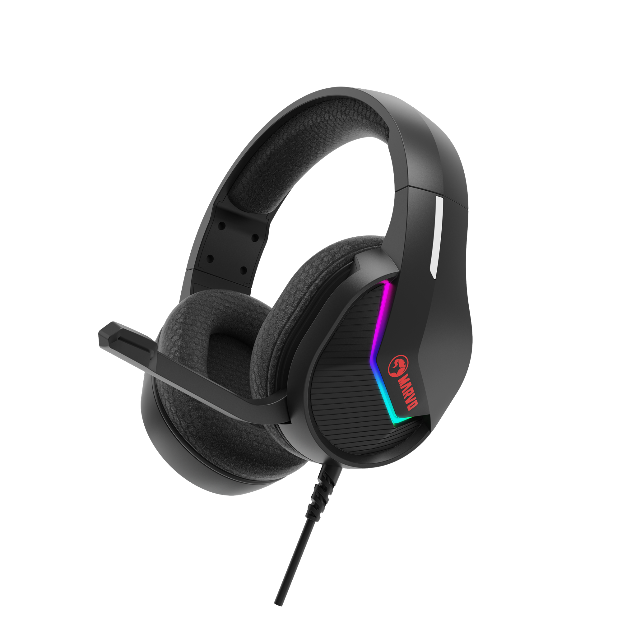 Наушники Marvo H8618 BK, игровые, полноразмерные, микрофон, USB, 2 м, RGB, черный