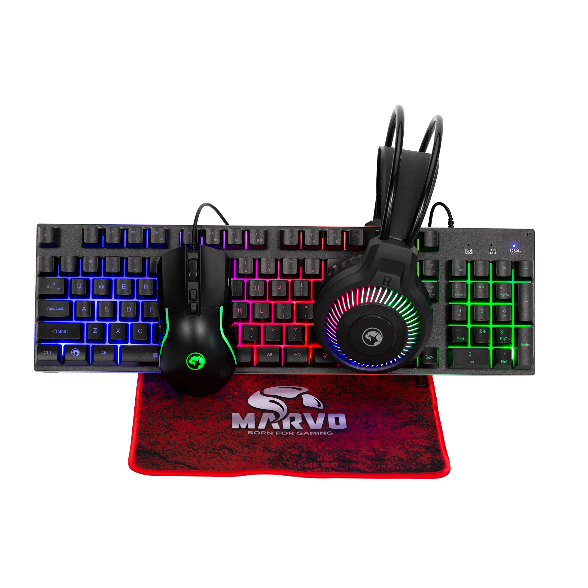 Комплект игровой гарнитуры MARVO CM416 SP с RGB-подсветкой, черный
