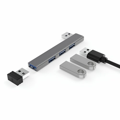 USB-разветвитель 4-Port на 1 USB 30 и 3 USB 20 корпус метал цвет серый 466₽