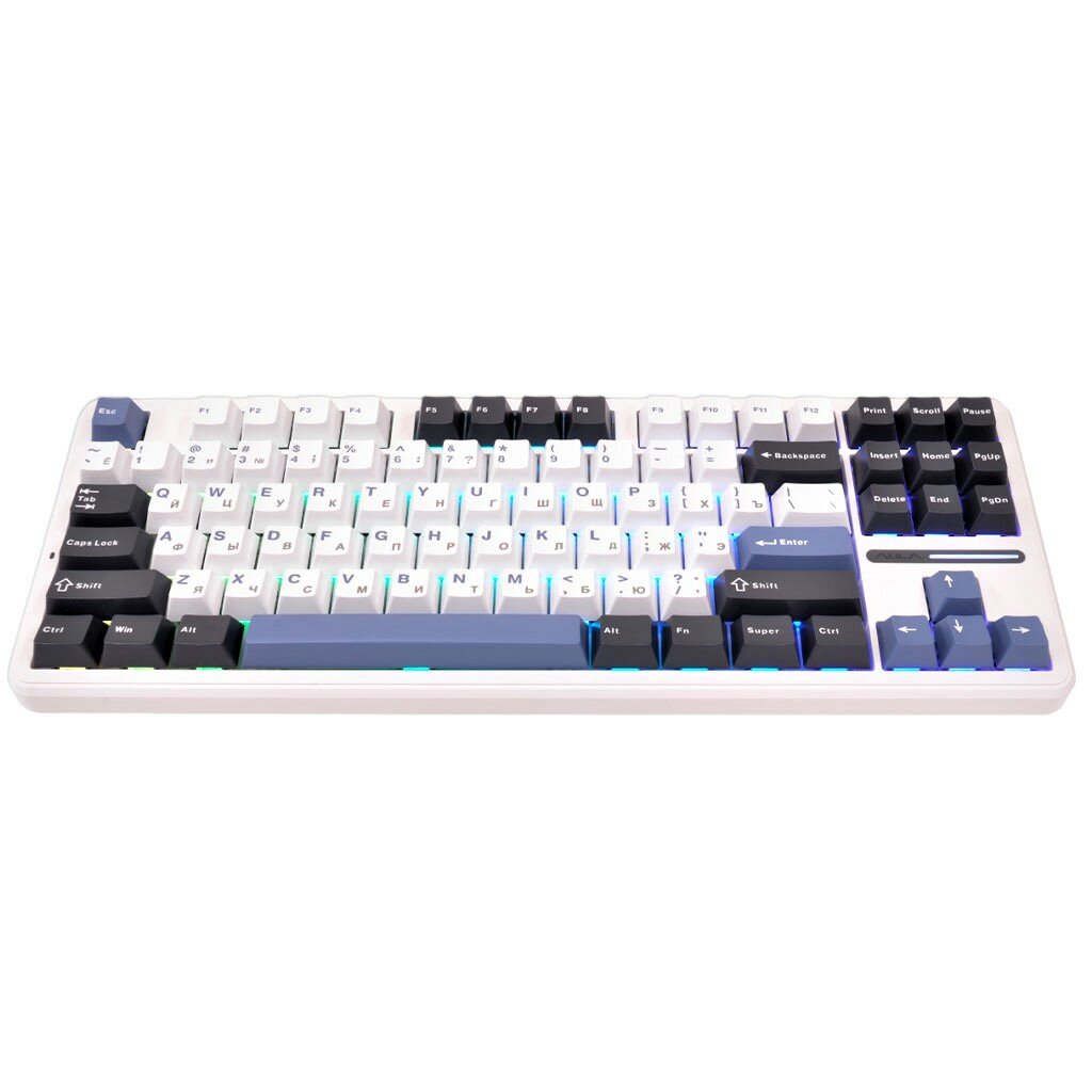 Беспроводная клавиатура AULA F87 PRO White-Blue Leobog GrayWood V4 (9425) Русская раскладка белый, синий — фото 1
