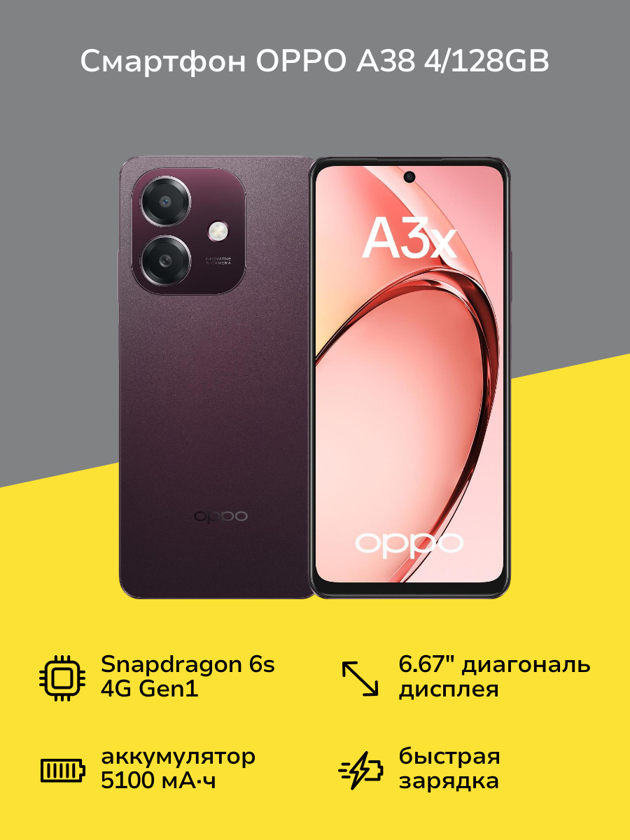 Смартфон OPPO A3x 4/128GB Бургунди