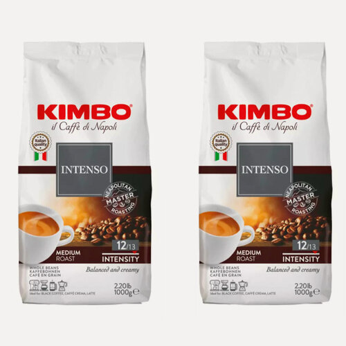 Изображение товара Кофе в зернах Кимбо Aroma Intenso 1кг, арабика, робуста, 2 упаковки