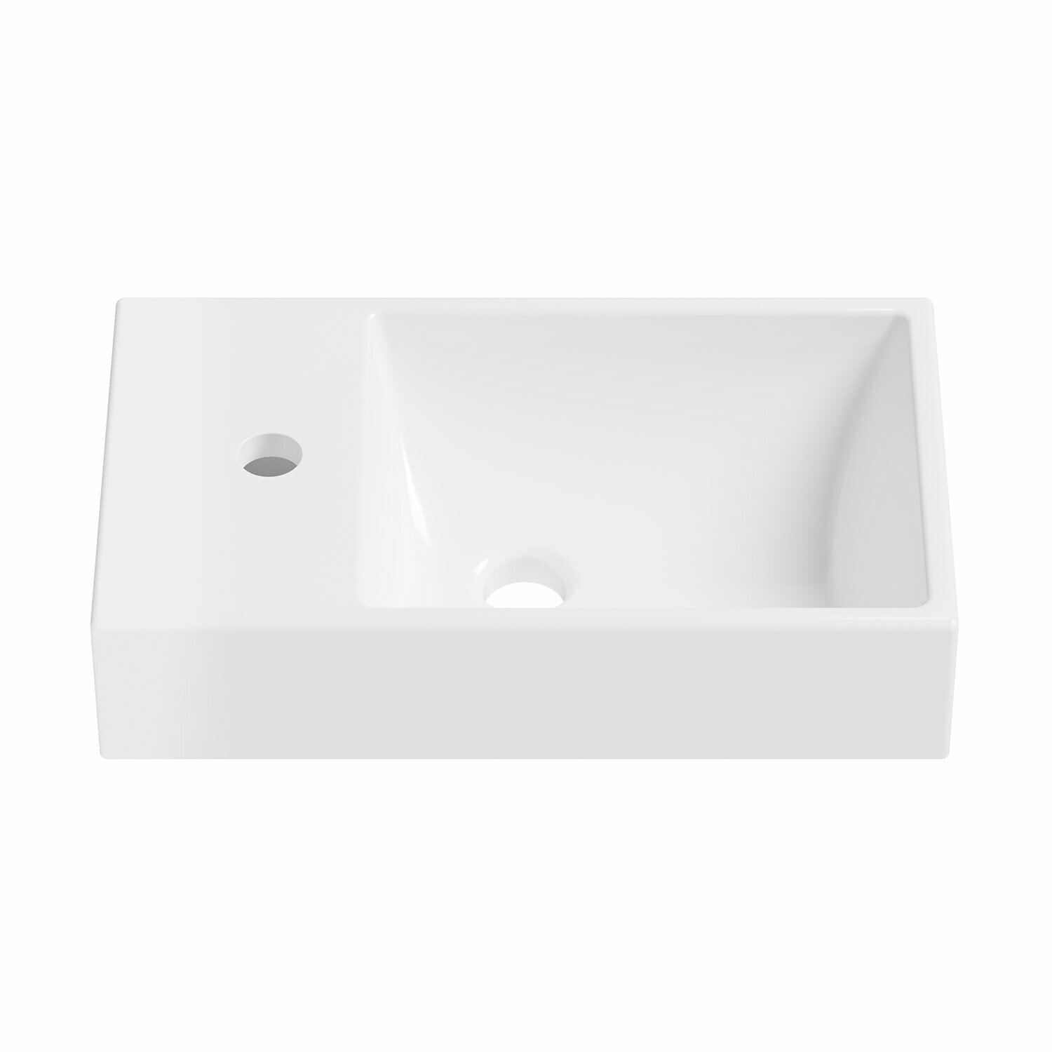 Подвесная/накладная раковина для ванной Wellsee WC Area 151804000, прямоугольная, ширина умывальника 45 см, цвет глянцевый белый
